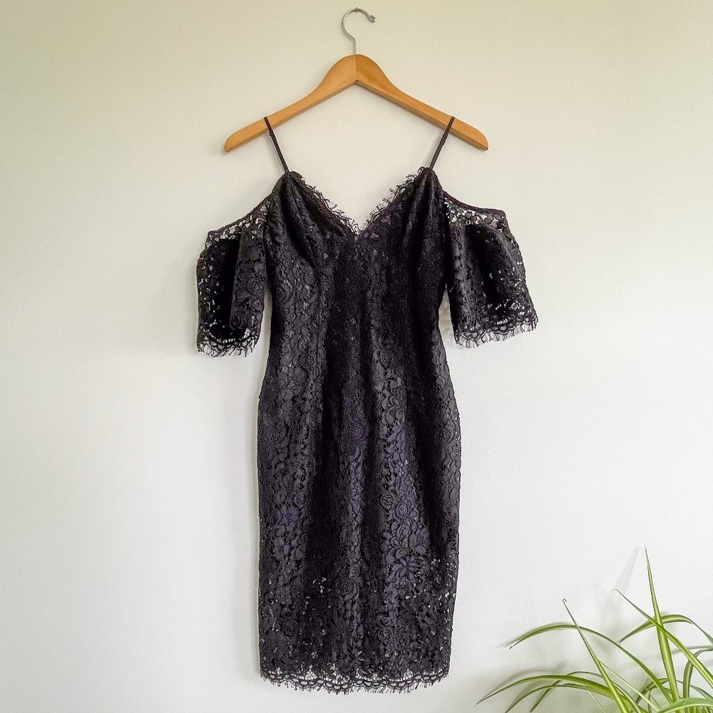 Bardot | Karlie Off the Shoulder Lace Dress | Black | Size 6